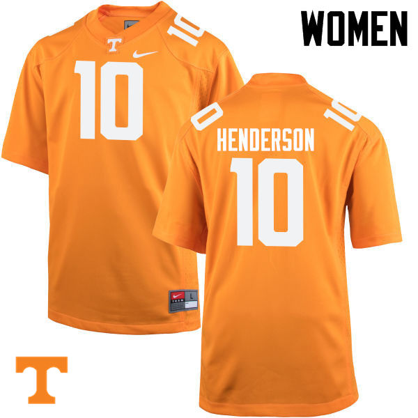 Women #10 D.J. Henderson Tennessee Volunteers College Football Jerseys-Orange